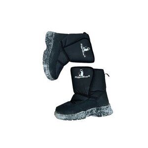 RuggedBear Kids Black Winter Snow Boots Size 12 With Faux Fur Lining & Velcro Cl